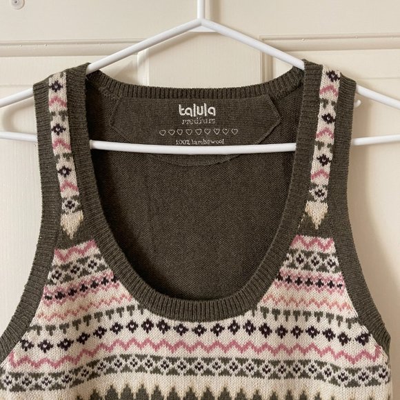 Talula 100% Lambswool Sweater Vest Size Medium - Picture 2 of 5